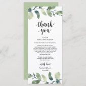 グリーナリーユーカリプレイスセッティングサンキューカード プログラム (正面/裏面)