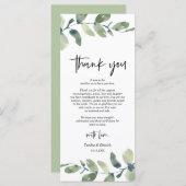 グリーナリーユーカリプレイスセッティングサンキューカード プログラム (正面/裏面)