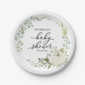 グリーナリーユーカリプンプキン秋ベビーシャワー ペーパープレート (正面)