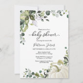 グリーナリーユーカリプンプキン秋ベビーシャワー 招待状 (正面)