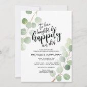 グリーナリーユーカリ結婚のリハーサルのディナーカード 招待状 (正面)