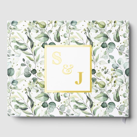 グリーナリーユーカリ結婚プタスウェルカムのフォイルのゲストブック ゲストブック (裏面)