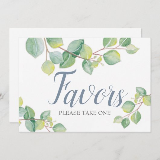 グリーナリーユーカリ結婚式の引き出物標識 招待状 (正面/裏面)