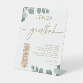 グリーナリーユーカリ金ゴールドジェンガゲストブックズ結婚ーズ 台座サイン