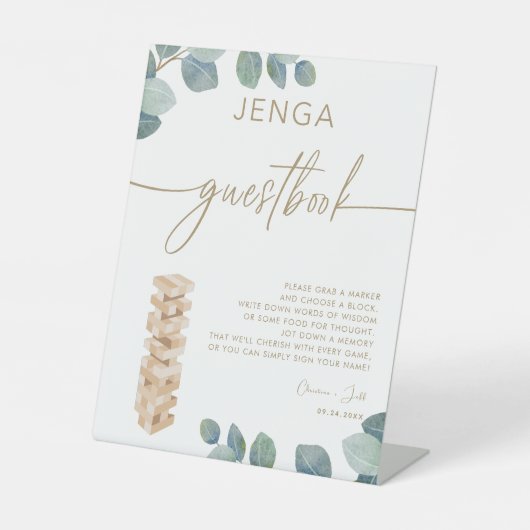 グリーナリーユーカリ金ゴールドジェンガゲストブックズ結婚ーズ 台座サイン (正面)