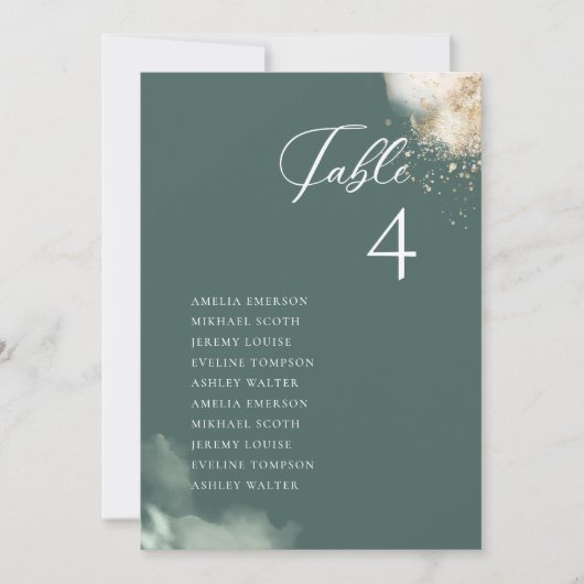 グリーナリーユーカリ金箔テーブルシーティングカード 招待状 (正面)