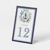 グリーナリーリースネイビーいかりモノグラムビーチ結婚式 台座サイン (正面)