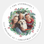 グリーナリーリースフォトホリデー差出人住所 ラウンドシール (正面)