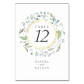 グリーナリーローレルガーランドフェイクゴールドフォイル結婚ズ テーブルナンバー (裏面)