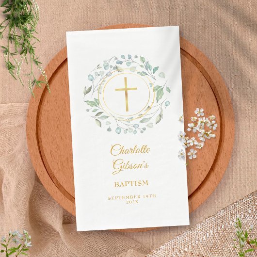 グリーナリーローレルガーランド金ゴールドバプテスマ《キリスト教》洗礼式や命名式