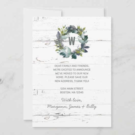 グリーナリー素朴ローレルリースファミリームービング 案内状 (裏面)