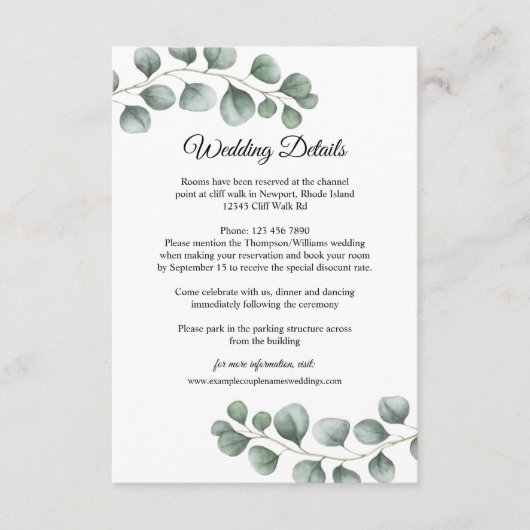 グリーナリー葉ユーカリス結婚詳細 エンクロージャーカード (正面)