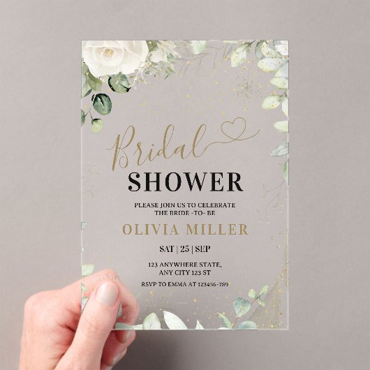 グリーナリー金ゴールドブライダルシャワー招待状ユーカリ アクリル招待状 (インサイチュ (ポータブル))