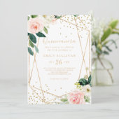 グリーナリー金ゴールド幾何学模様クインセアニラバースデーパーティー 招待状 (スタンド正面)