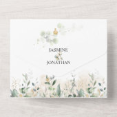 グリーナリー＆ゴールド ボタニカル | オールインワン招待状 (裏面)