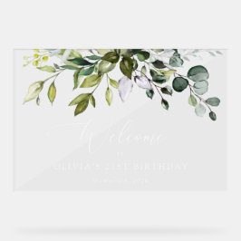 グリーナリー、ユーカリ葉ス、誕生日歓迎 アクリルサイン