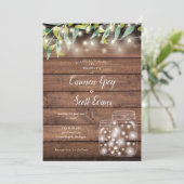 グリーニー・メイソン・ジャー・ストリング・ライト・ウ結婚ッド・ズ 招待状 (スタンド正面)