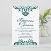 グリーミングエメラルドグリーン華美結婚式招待状 招待状 (スタンド正面)