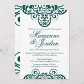 グリーミングエメラルドグリーン華美結婚式招待状 招待状 (正面/裏面)