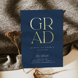 グリーミンググラード2023 |金ゴールド+ネイビーブルー卒業 箔招待状