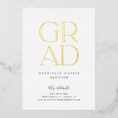 グリーミンググラード2023 |金ゴールド+白卒業 箔招待状 (正面)