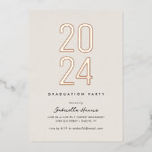 グリーミンググラード2024 |バラ金ゴールド写真の卒業 箔招待状 (正面)