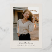 グリーミンググラード2024 |バラ金ゴールド写真の卒業 箔招待状 (裏面)