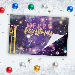 グリーミングパープルウィンターワンダーランド紙ランチョンマット ペーパーパッド