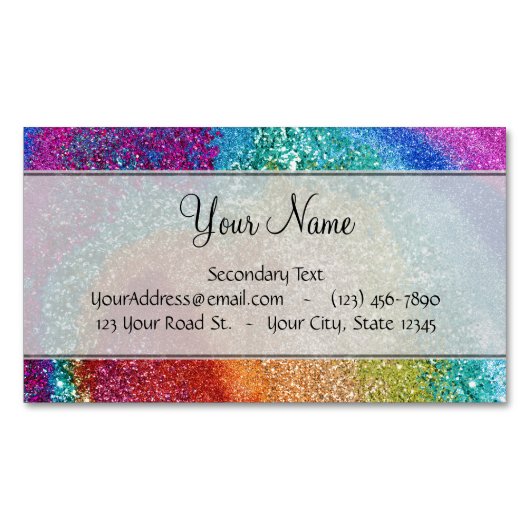 グリーミングレインボーグリッター渦 マグネット名刺 (正面)