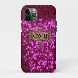 グリームシーアIIガールきらきら光るかわいらしモノグラム iPhone 11 PROケース