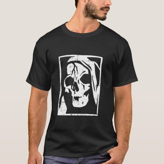 グリームリパーハロウィン不気味スカルスケルトン男Wo Tシャツ (正面)