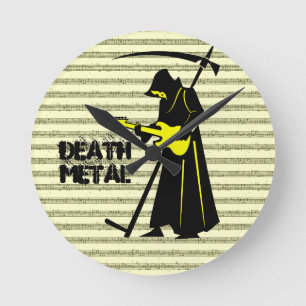 グリームリーパーギター☠️ゴシックスカル💀デザイン ラウンド壁時計