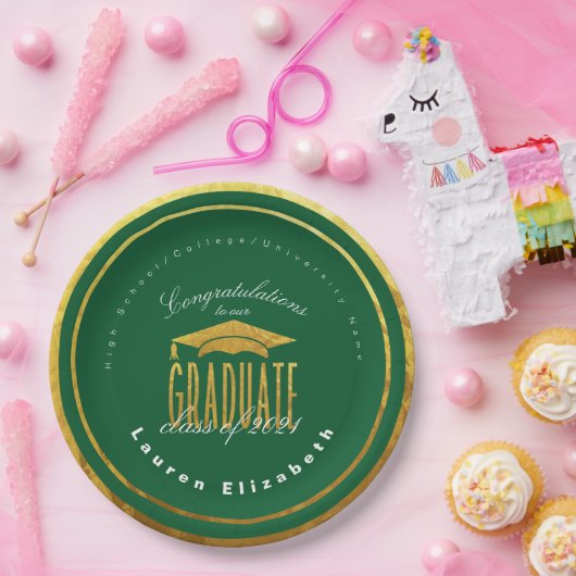 グリーモダンン金ゴールドフォイフェイクル紙プレート ペーパープレート (パーティー)