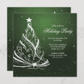 グリーモダンン&ホワイトクリスマスパーティー 招待状 (正面/裏面)