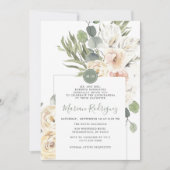 グリーユニークフローラユーカリプトゥスモノグラムキンセアニラ 招待状 (正面)