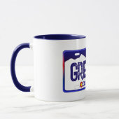 グリーリーコロラドブルーライセンスプレートマグ マグカップ (左)