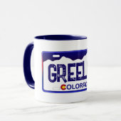 グリーリーコロラドブルーライセンスプレートマグ マグカップ (正面左)