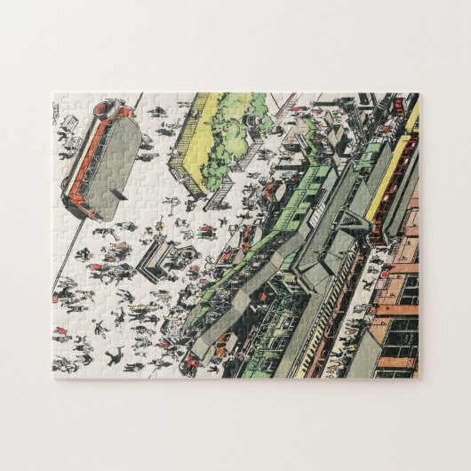 グリーリー・スクエアのエル駅1920年代 ジグソーパズル (横)