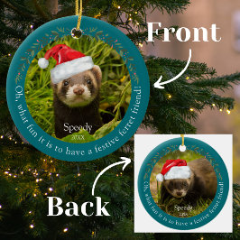 グリーンああ、どのようなおもしろいフェレットのペットのクリスマス セラミックオーナメント