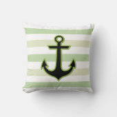 グリーンいかり、ボートいかり、船舶いかり、ストライプ クッション (正面)