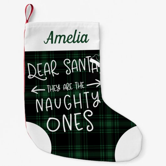 グリーンいけなグリー可愛いおもしろい スモールクリスマスストッキング (正面)