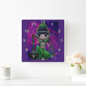 グリーンいけなジニーガールドール魔法ボトルカワイト スクエア壁時計 (ホーム)