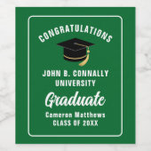 グリーンおめでとうカスタム卒業式パーティー ワインラベル (シングルラベル)