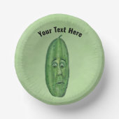 グリーンおもしろいに驚きの顔を持つグリーンピクルス ペーパーボウル (正面)