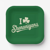 グリーンおもしろいアイリッシュパティスシャムロックサンパトリック ペーパープレート (正面)