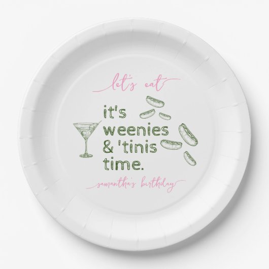 グリーンおもしろいウェニー&ティニスマルティニ誕生日パーティー ペーパープレート (正面)