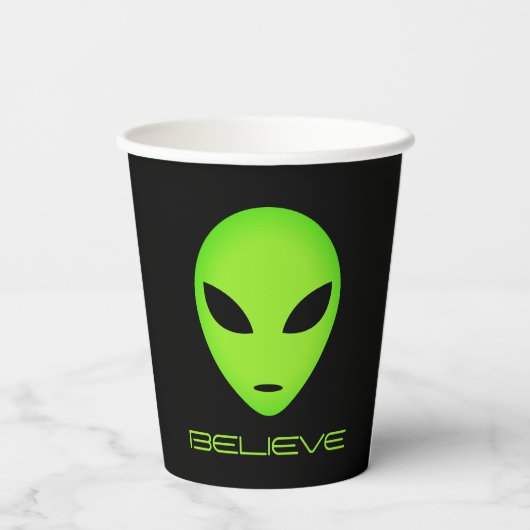 グリーンおもしろいエイリアンヘッドカスタムバースデーパーティー 紙コップ (裏面)