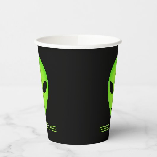 グリーンおもしろいエイリアンヘッドカスタムバースデーパーティー 紙コップ (左)