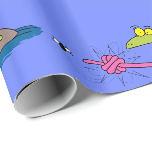 グリーンおもしろいカエルとフライ漫画 ラッピングペーパー (ロールコーナー)