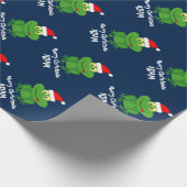 グリーンおもしろいカエルのクリスマスラッピング紙子供へ ラッピングペーパー (角)